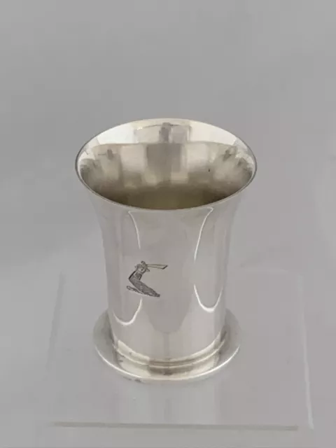 Sterling Silver WHISKY BEAKER 1970 London CRESTED Gowland Bro ANTIQUE SILVER