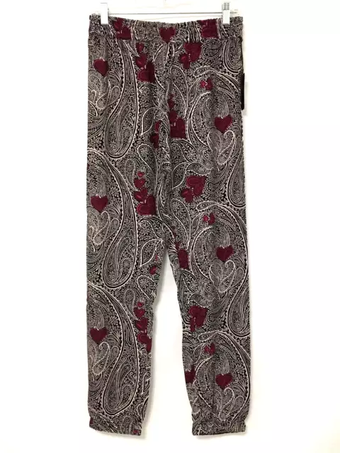 PJ Salvage Women's Size M Hearts Paisley Pink Black Lounge Pajama Pants NWT