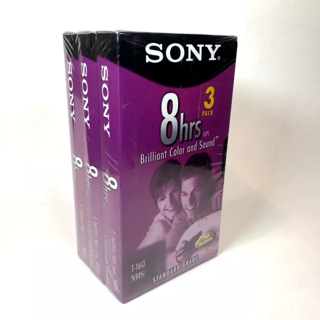 NEW SEALED - Sony VHS Tapes (3-Pack) T-160 - 8 Hours - Standard Blank Recordable