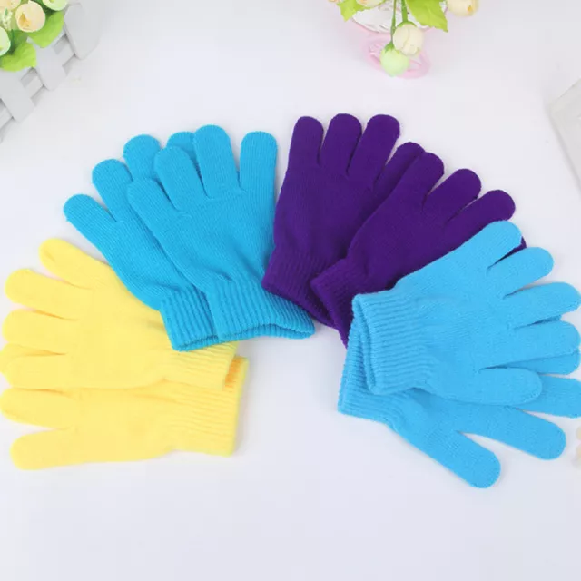 4 Pairs Child Kids Gripper Acrylic Material Gloves Snow Mittens