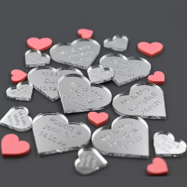 Decoraciones de mesa personalizadas de confeti de señor y señora favores de boda corazones amorosos