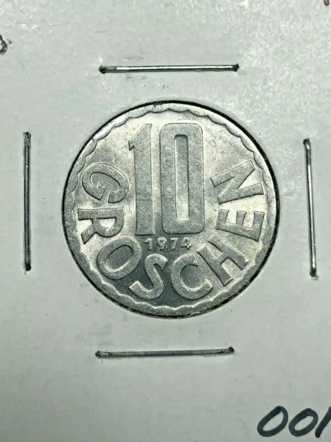 1974 Austria Uncirculated 10 Groschen Foreign Coin  #00142