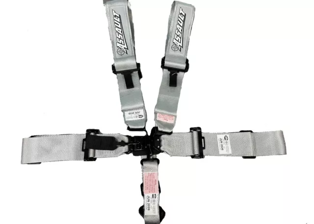 SFI Date 2026 Silver 5 Point 3" Wide Safety Race Harness Seat Belt Kit SFI 16.1