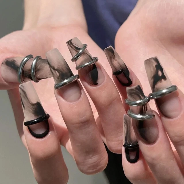 Long Ballerina False Nails French Nail Tips Fashion Fake Nails  Women Girls