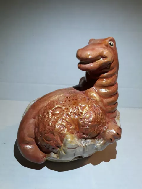 🌟 6" Ceramic Brown Dinosaur Hatching From Egg Bank Hand Painted Ceramic (G1)