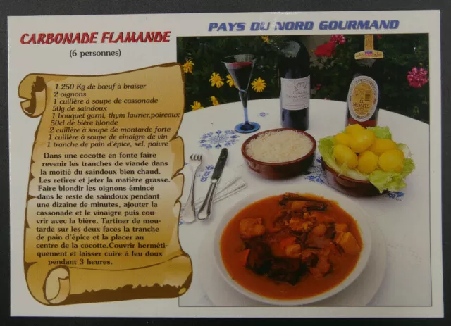 Carte Postale Nord Pas-de-Calais recette de la CARBONADE FLAMANDE gourmand NEUVE