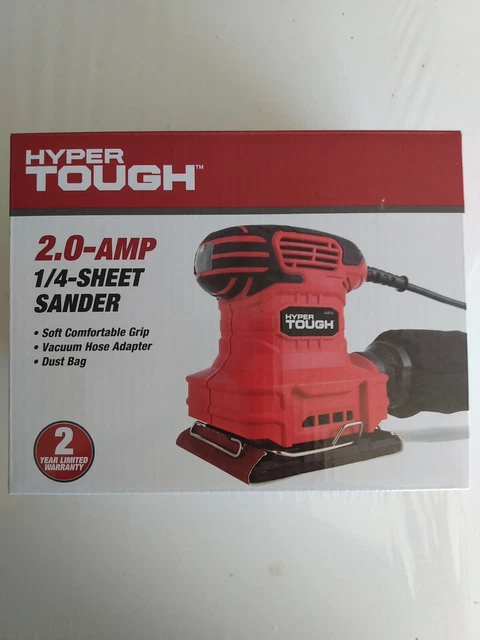 Hyper Tough 2.0-Amp Palm Sander, AQ20035G  Palm  Orbital - NEW with sand paper