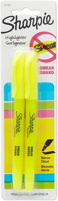 SHARPIE Accent Pocket-Style Highlighters, 2 Fluorescent Yellow Highlighters (271