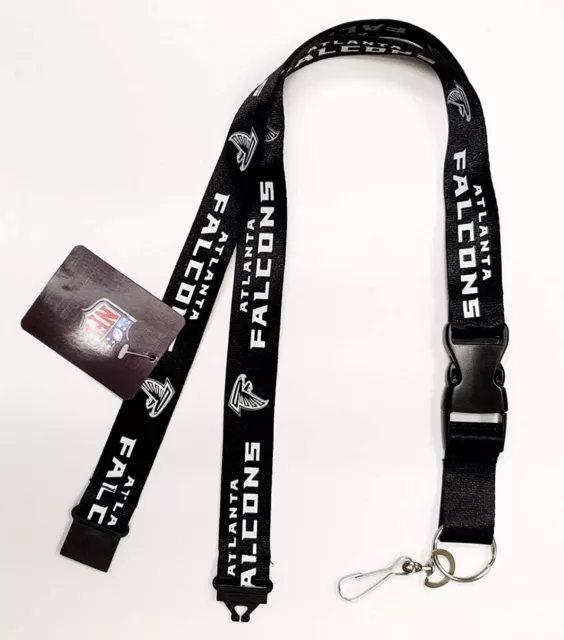 Atlanta Falcons Blackout Design Lanyard 2-Sided Breakaway Clip Keychain Football