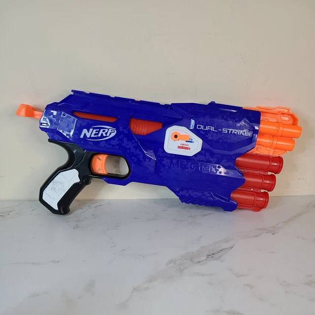 NERF NSTRIKE Elite Dual Strike Blaster Mega Rounds Toy Dart Gun 14.
