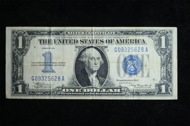 $1 1934 Silver Certificate (Blue Seal) Money #628A