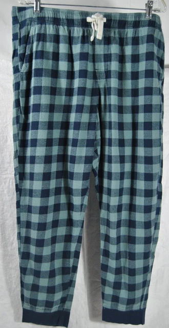 Old Navy Mens XL Green and Black Plaid Lounge Pants Drawstring 100% Cotton