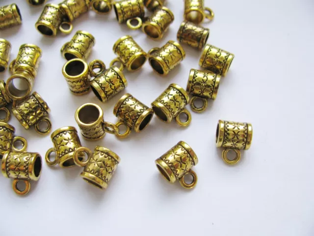 40 Anhänger Schlaufen, Verbinder m. Öse Goldfarben Großlochperle, Schmuck bastel
