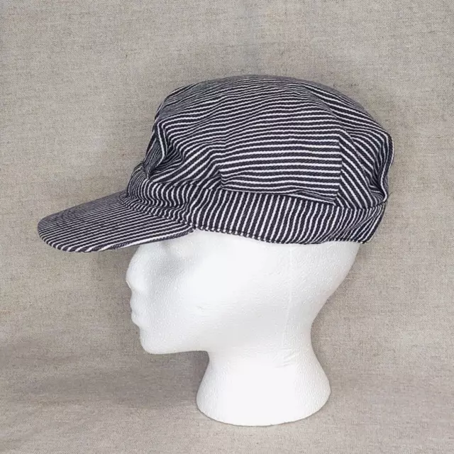 Train Engineer Conductor Blue Striped Cap Hat Snapback Adjustable