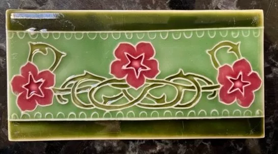 Porteous 3"x6" Majolica Art Tile, Art Noveau, Arts & Crafts