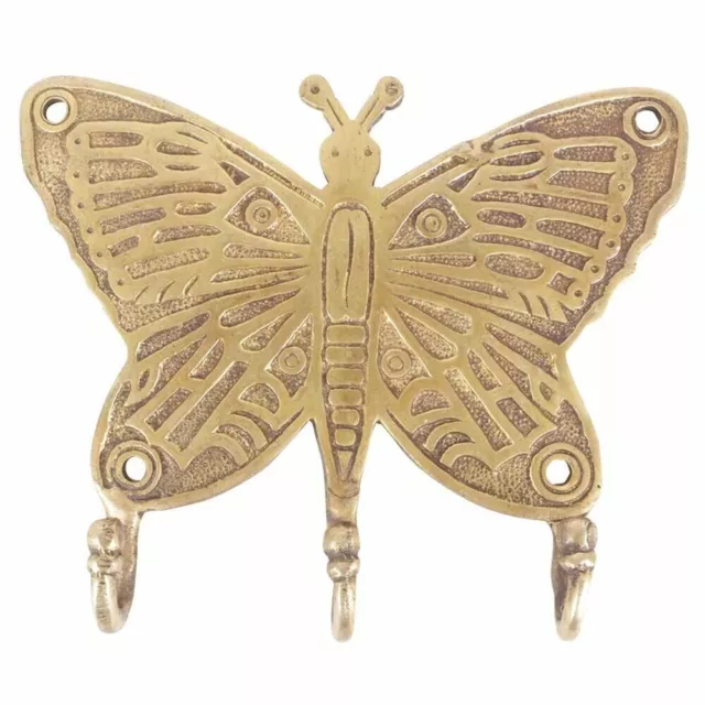 Entry Key Holder Golden Antique Coat Rack Brass Wall Hooks Butterfly Hat Rack