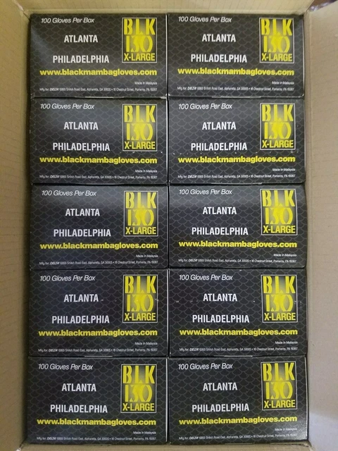 X-LARGE Black Mamba (10) 100 Glove Boxes; Disposable Nitrile Mechanic Glove;HVAC