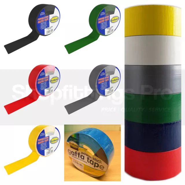 PROSOLVE 50mm x 50m Premium Gaffer Tape Cloth Gaffa Duct Waterproof In 7 Color