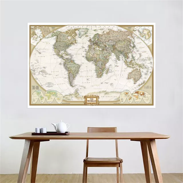 World Map Physical White Ocean 86*59inch