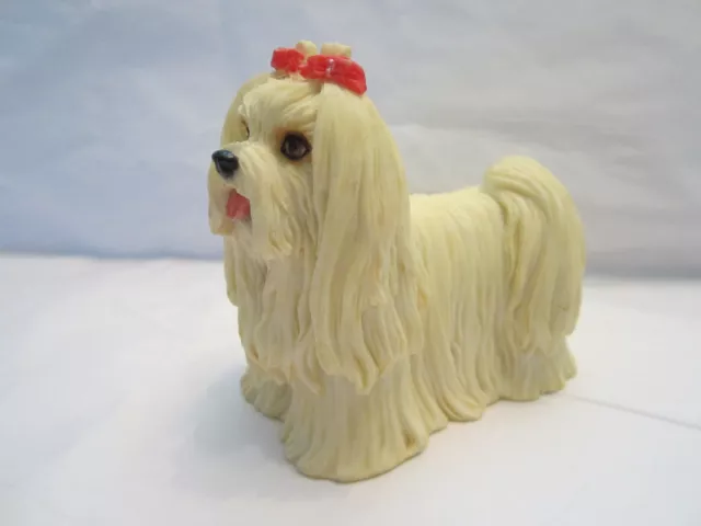 Maltese dog figurine so life like made of resin 3"