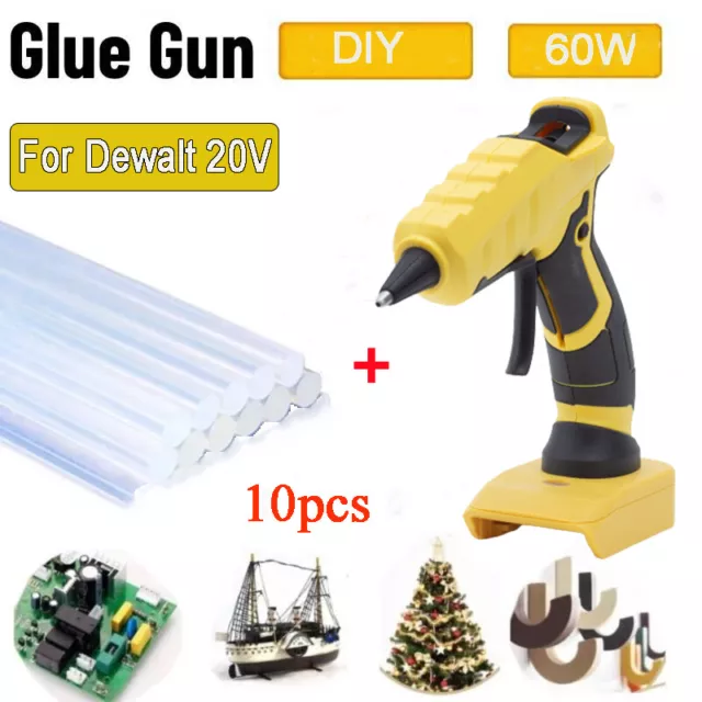 Cordless Hot Melt Glue Gun For Crafts DIY Art For Dewalt 20V Max Li-ion Battery