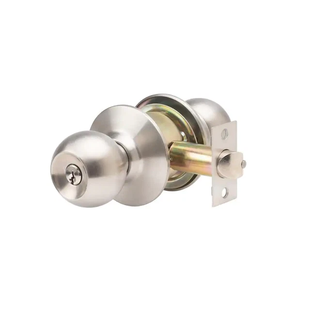 Brushed Chrome Grade 3 Commercial/Residential Entry Door Knob with Lock | (NEW)