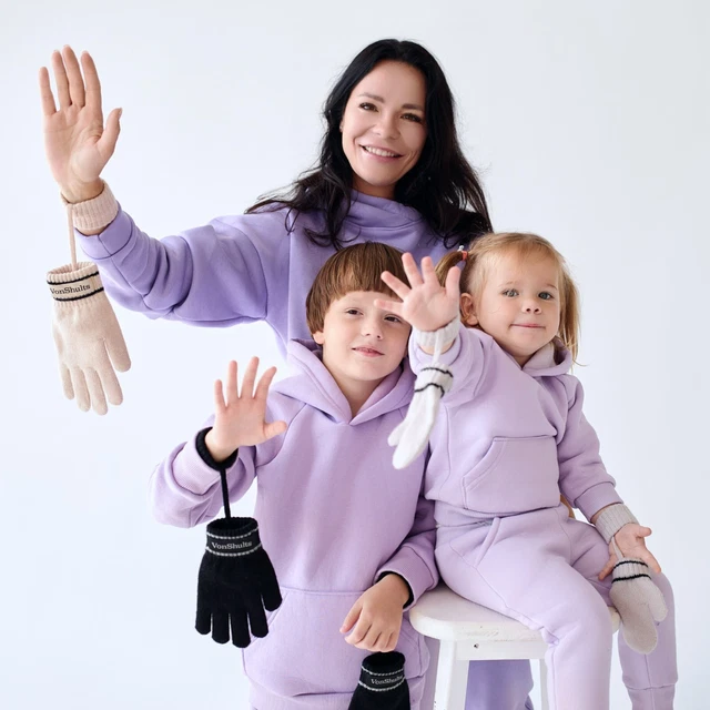 VonShults Lux Never-Lose Kids Children Gloves Wool, Warm, Winter, Cold Weather