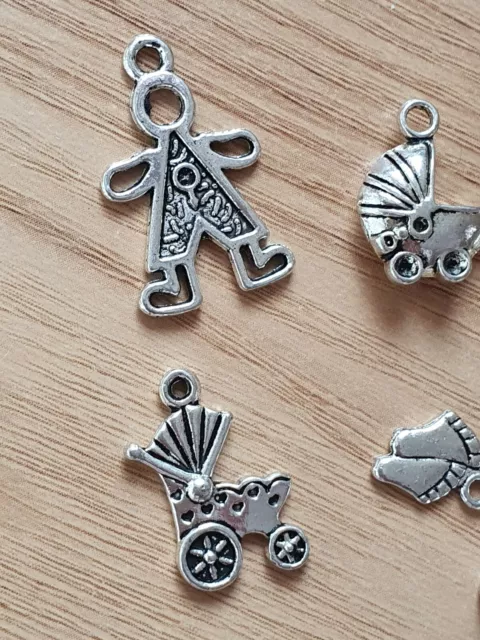 Tibetisches Silber Neu Baby Thema Charm Anhänger 6 Stück 3