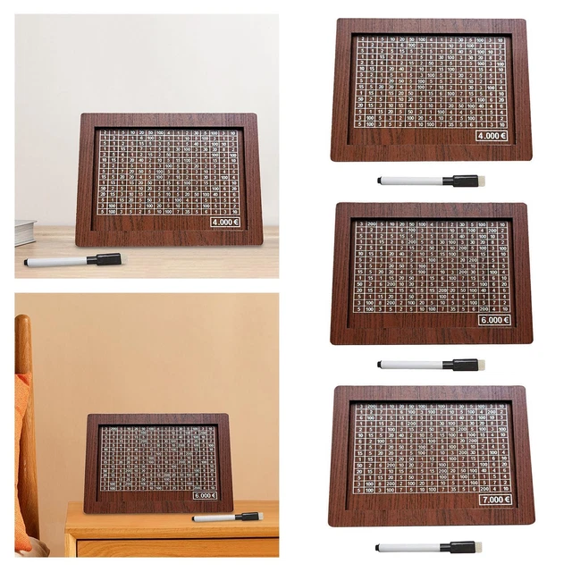 Tirelire En Bois Avec Compteur - Épargne Visuelle Jusqu'à 10 000€ | Autocollants 500€, 1000€, 2000€, Réutilisable, Méthode Kakeibo