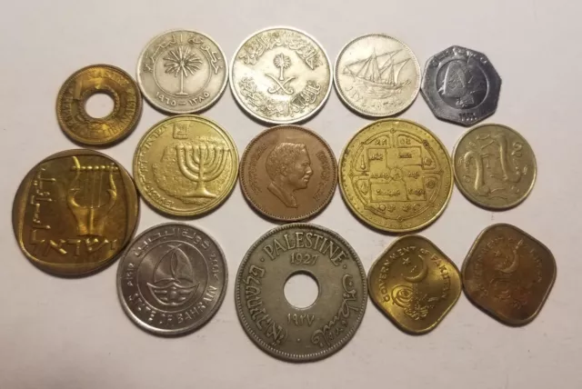 Middle Eastern Foreign Coins (14)- Palestine, Pakistan, Israel Bahrain, & More
