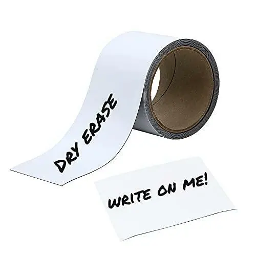 Houseables White Magnetic Strips, Magnet Strip, 3 in x 10 Ft, Labels, Stick On,
