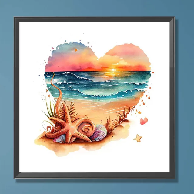 MY# Paint By Numbers Kit On Canvas DIY Oil Art Heart Beach Picture Decor 40x40cm