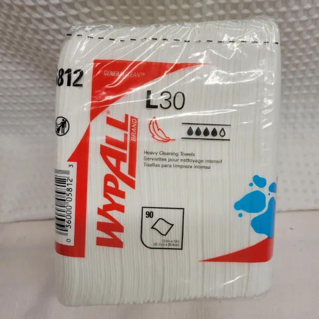 (90-Pk) WypAll L30 Economizer Wiper Hand Towel White 12" x 12.5" 05812