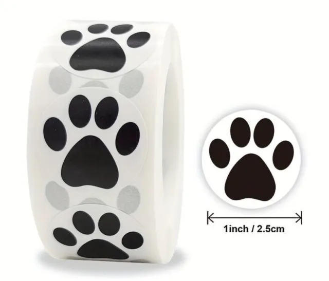 25 x Paw Print Stickers Labels 25mm