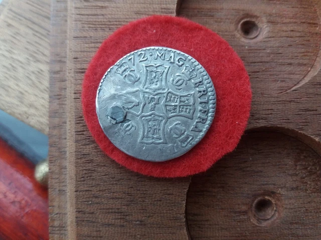 1672 Charles II Milled Silver Half Merk Scotland HOLED & PLUGGED 3.034g R15EF 1672 Charles II Milled Silver Half Merk Scotland HOLED & PLUGGED 3.034g R15EF