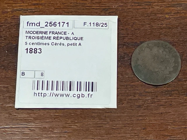 Monnaie France 5 Centimes Cérès 1883 Petit A – Bronze, Collection