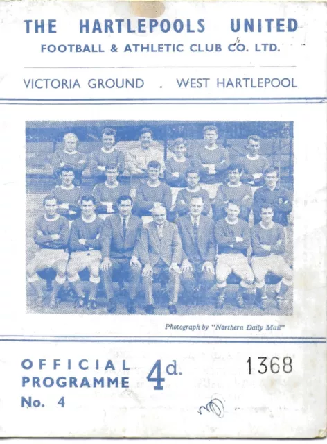 Hartlepools United V Doncaster Rovers 13 September 1965 Fourth Division Vgc