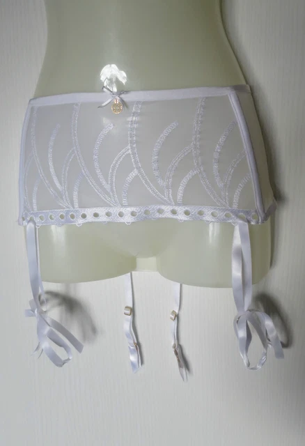 Porte-jarretelles Valisère Blanc En Tulle Brodé - Taille XL - Neuf Sans étiquettes