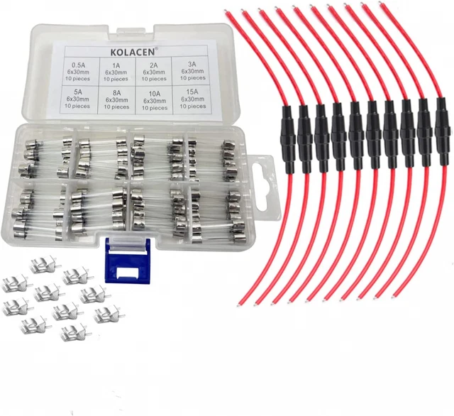 KOLACEN Car Inline Vis Type 6x30mm Porte-fusible 16 Awg Fil 10 Pcs + 80 Pcs...