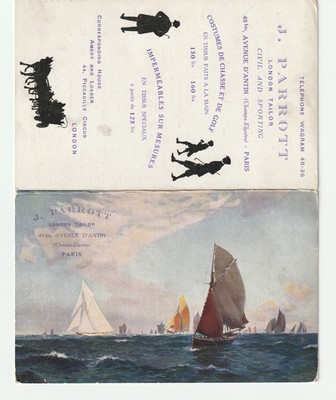 ALTE FRANZÖSISCHE KARTE/PREISLISTE Schneiderpreise Paris/London 1913