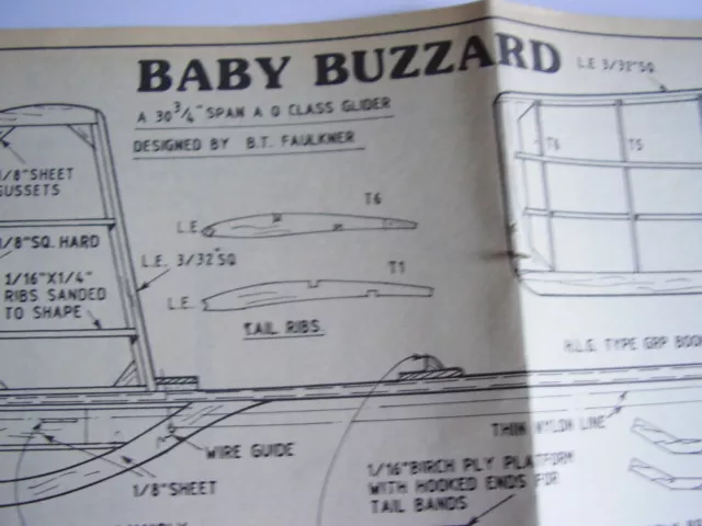 Original Model Aircraft Plan Unlikely 37" Span & Baby Buzzard 1992 Free Uk Post