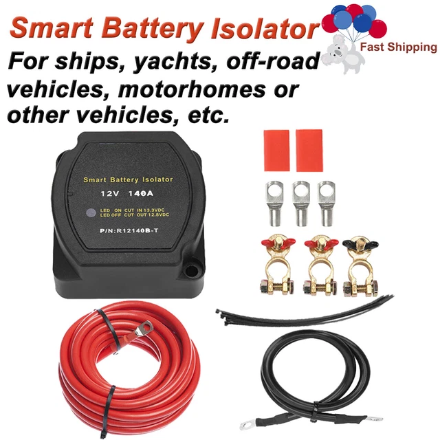 12V DUAL BATTERY System Isolator Voltage Sensitive Relay with Cables
