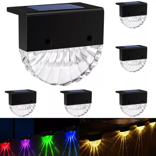 Waterproof Solar Powered Fence Lights Set of 6 LED Colour Changing Deck Lights