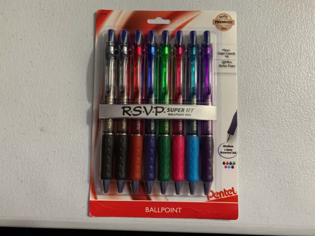 Pentel RSVP Super RT Ballpoint Pen - Multi Colored - 8 Pack -  Medium 1.0 mm