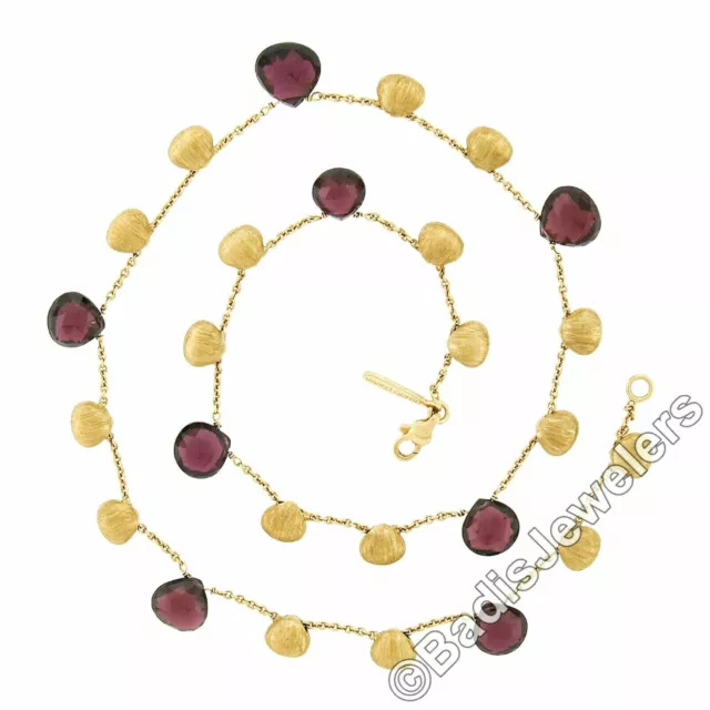 Marco Bicego 18k Or 16 " Briolette Coupe Larme Goutte Grenade Rhodolite Perle 2