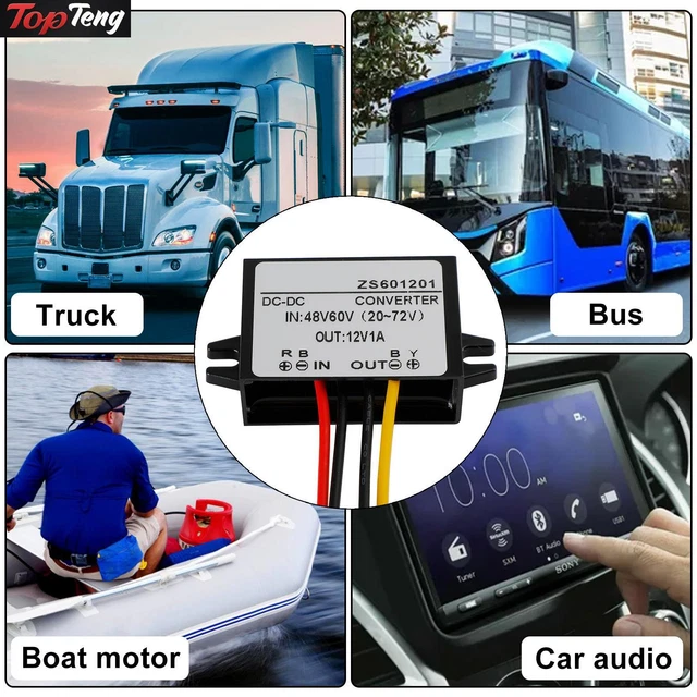 Waterproof DC-DC Converter 60V Step Down to 12V Car Power Supply Module 1A D1