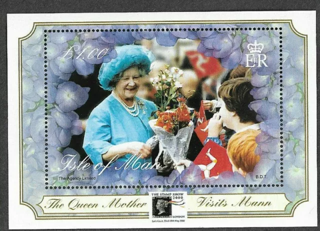 Isle of Man 2000 Queen Mother "LONDON STAMP SHOW 2000" overprint mnh min sheet