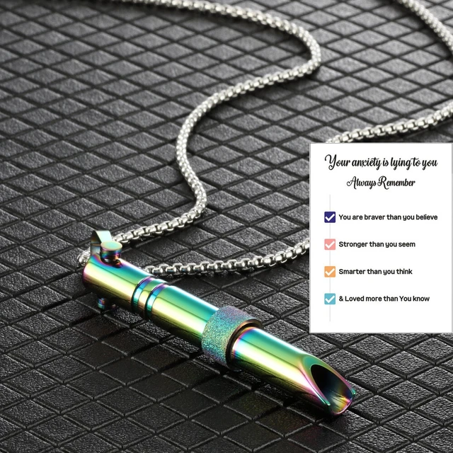 Stress Relief Mindful Necklace Mindful Anapana Breathing Whistle Necklace + Card