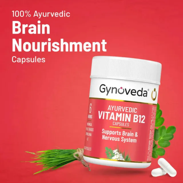 Gynoveda AyurvedicVit.B-12 Cap.Support Brain&Nervous System Wid 6HerbAntioxidant