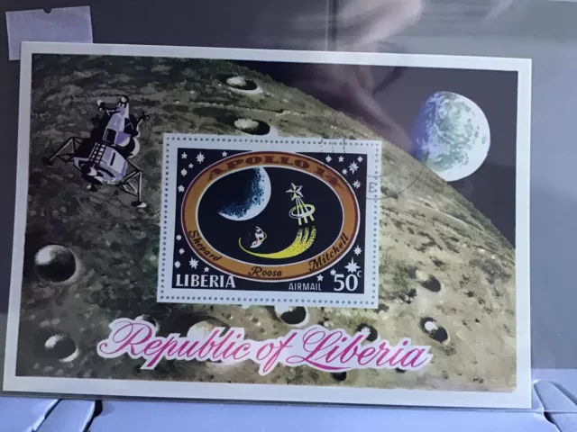 Repubblica di Liberia Apollo 14 foglio francobollo cancellato R26962